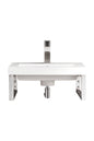 Two Boston 15.25" Wall Brackets, Brushed Nickel w/ 20" White Glossy Composite Stone Top