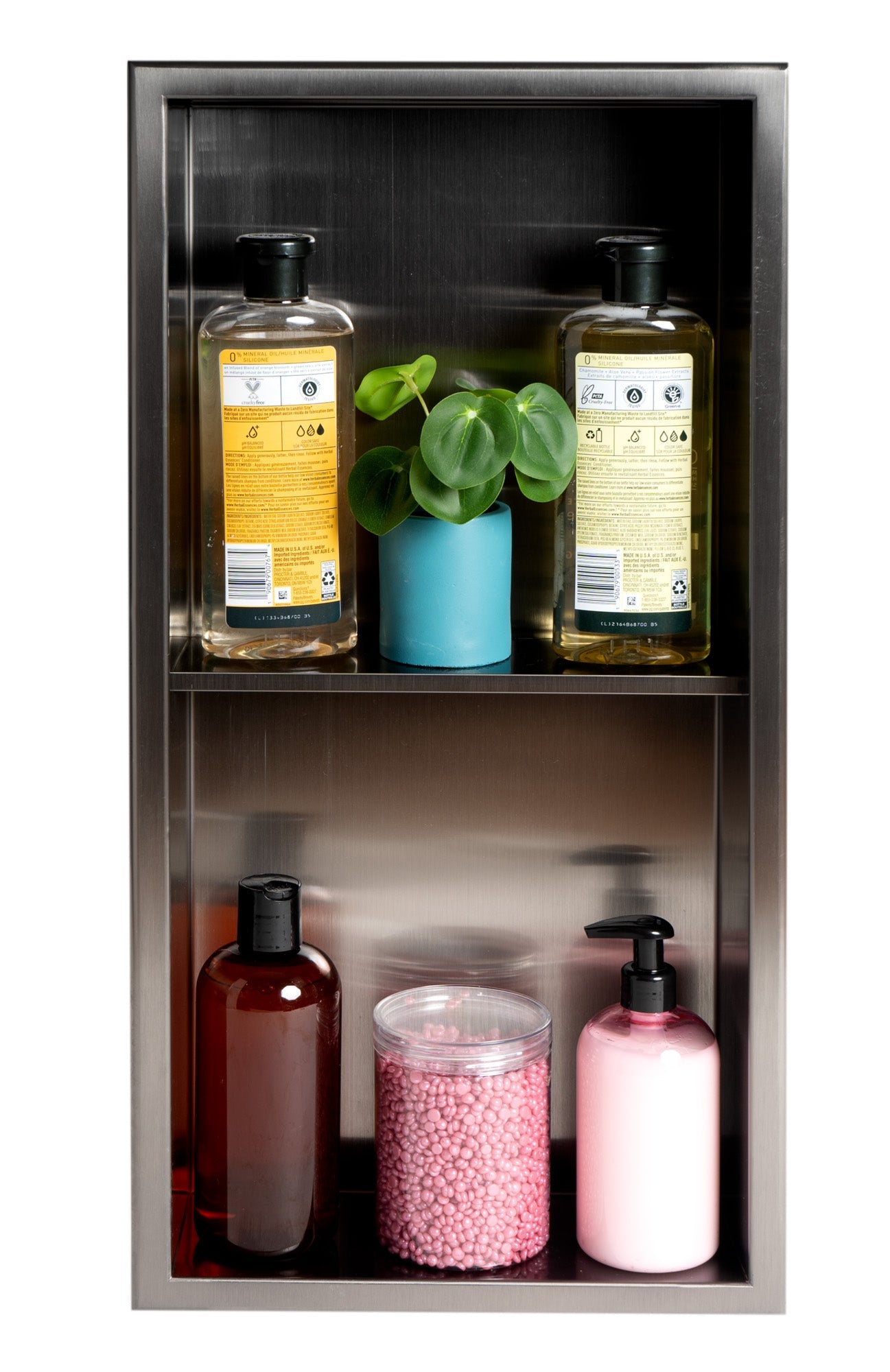 ALFI brand ABNP1224 12" x 24" Stainless Steel Vertical Double Shelf Shower Niche