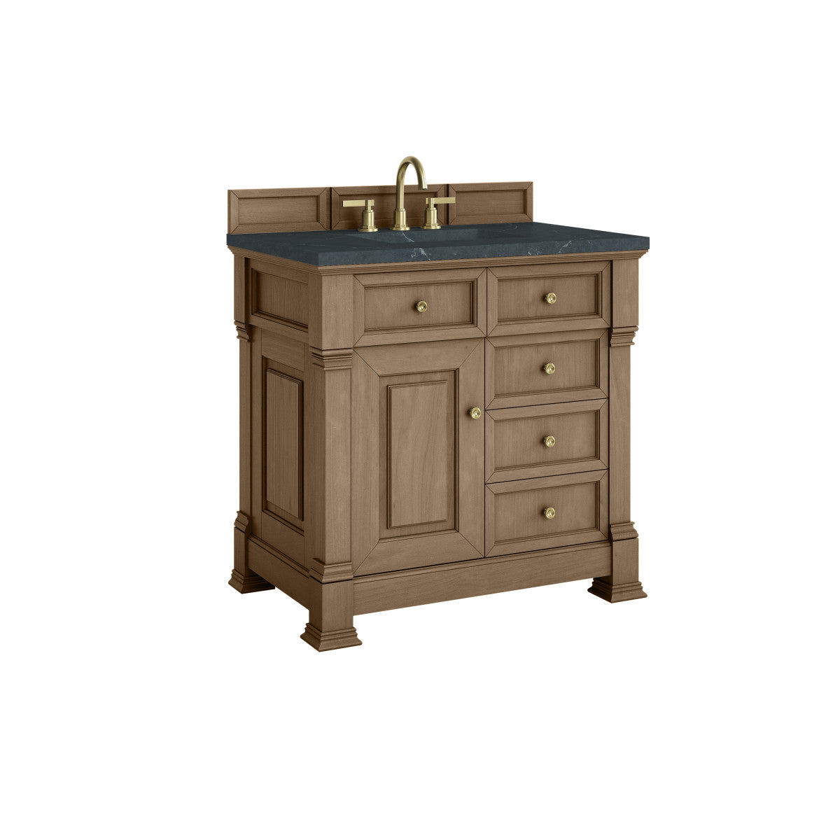 James Martin 547-V36 Brookfield 36” Single Vanity – Black Onyx / Honey Oak / Pearl Charcoal