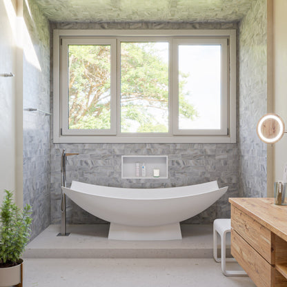 ALFI brand  AB9992 White Matte 71" Solid Surface Resin Free Standing Hammock Style Bathtub
