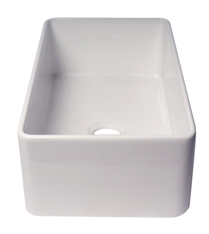 ALFI brand ABF3318S Smooth Apron 33" x 18" Single Bowl Fireclay Farm Sink