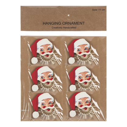 Retro Inspired Paper Santa Fan Ornament