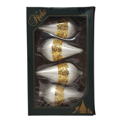 Krebs Value Glass Ornament 4 pack - Silver & Gold Drops