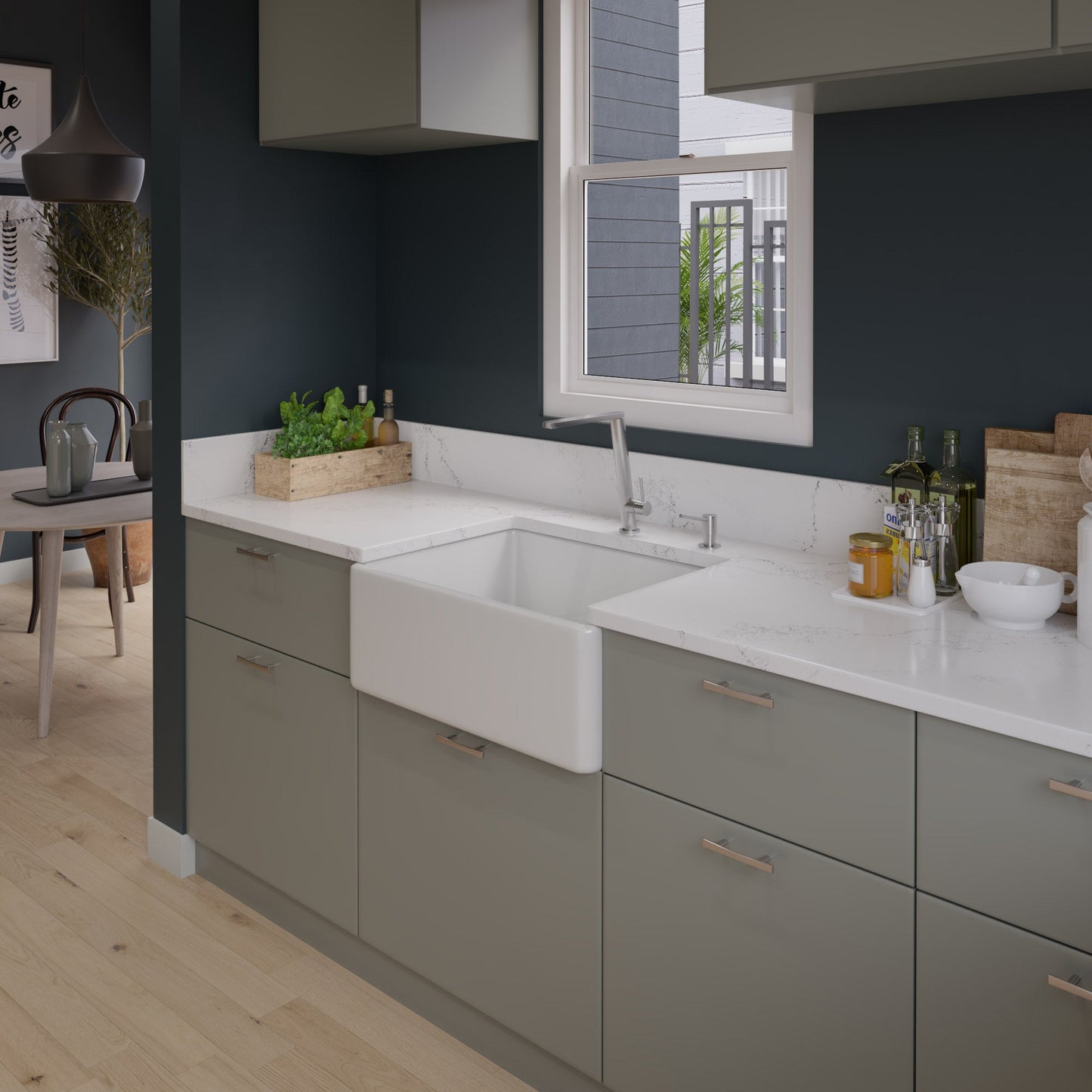 ALFI brand AB505 AB505-W White 26" Contemporary Smooth Apron Fireclay Farmhouse Kitchen Sink