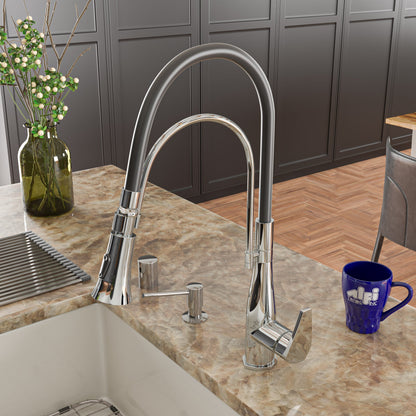 ALFI brand ABKF3001 Kitchen Faucet with Black Rubber Stem