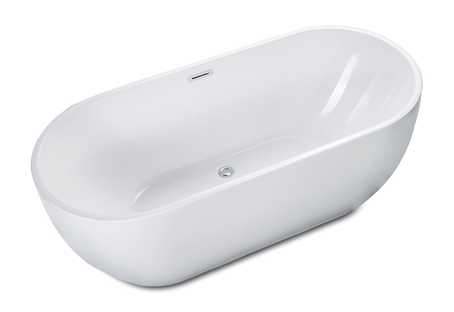 ALFI brand  AB8839 67 inch White Oval Acrylic Free Standing Soaking Bathtub