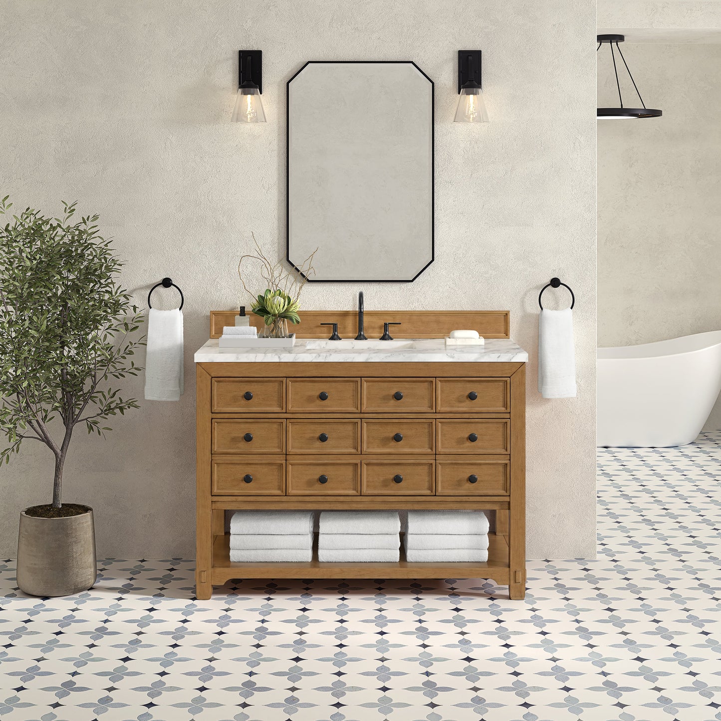Malibu 48" Single Vanity, Amber Birch