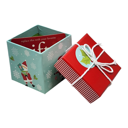 Gift Box Cube for Gift Cards - 3" x 3" - Santa