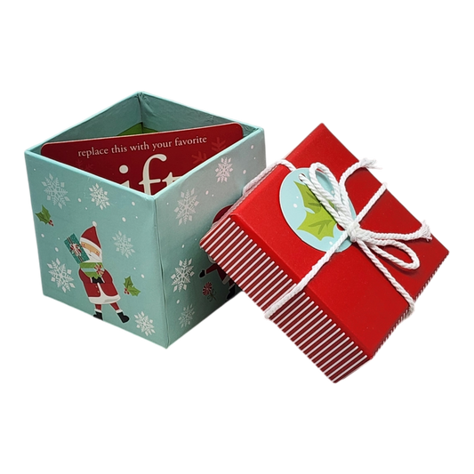 Gift Box Cube for Gift Cards - 3" x 3" - Santa