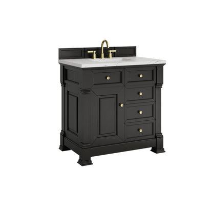 James Martin 547-V36 Brookfield 36” Single Vanity – Black Onyx / Honey Oak / Pearl Charcoal