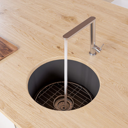 ALFI brand ABF1818R Round 18" x 18" Undermount / Drop In Fireclay Prep Sink
