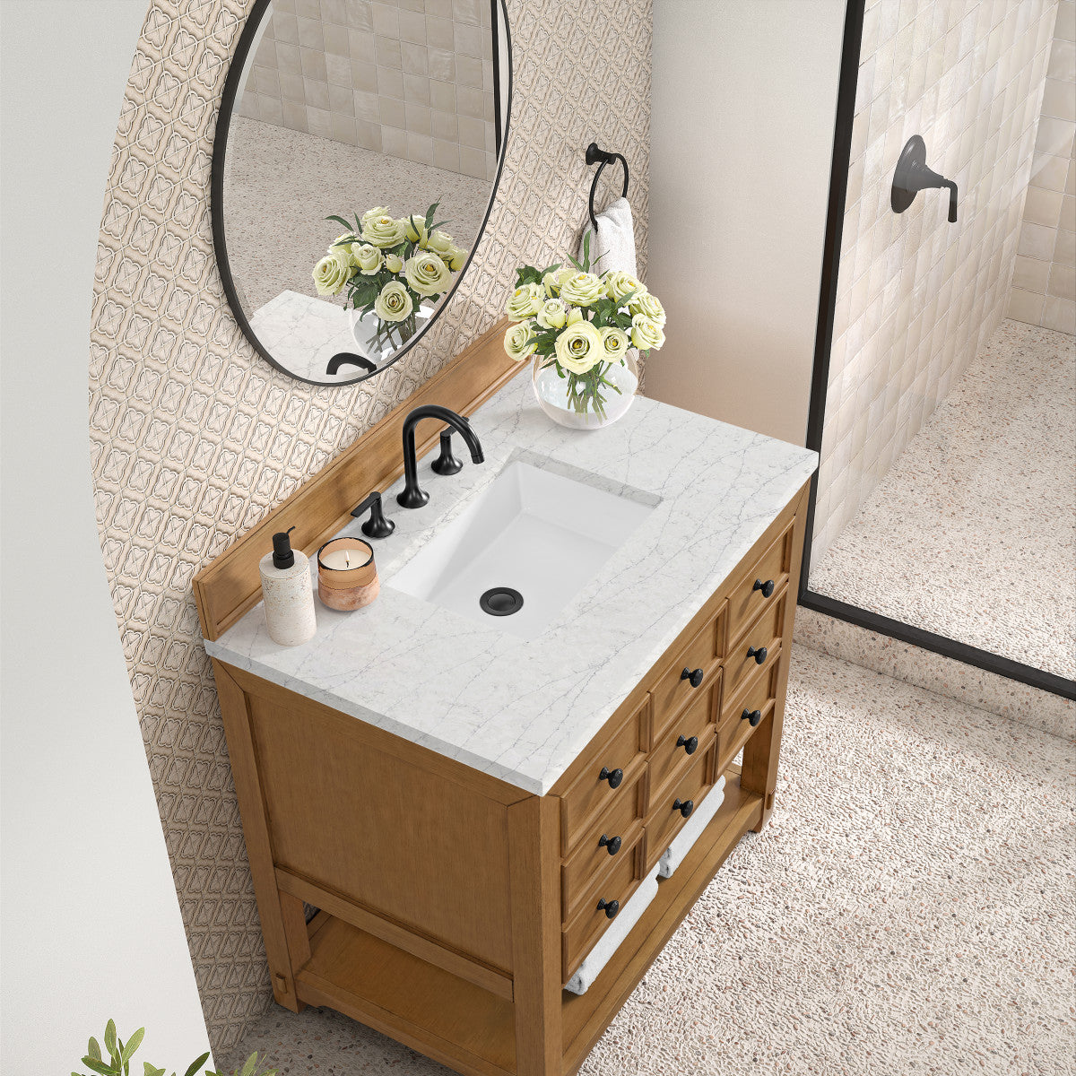 Malibu 36" Single Vanity Cabinet, Amber Birch