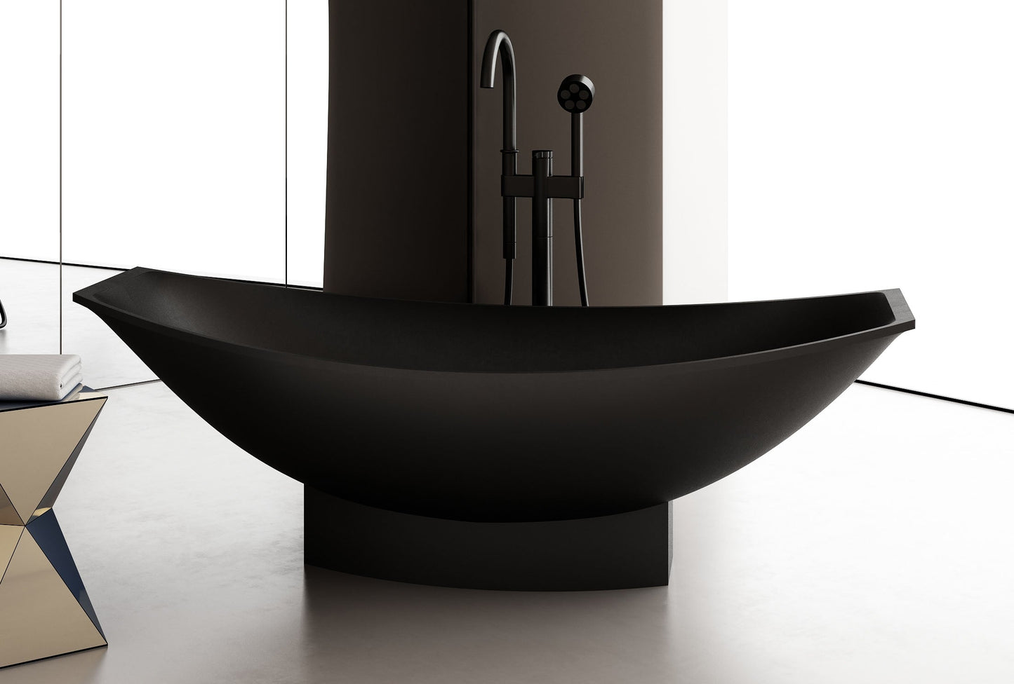 ALFI brand  AB9991BM Black Matte 71" Solid Surface Resin Free Standing Hammock Style Bathtub