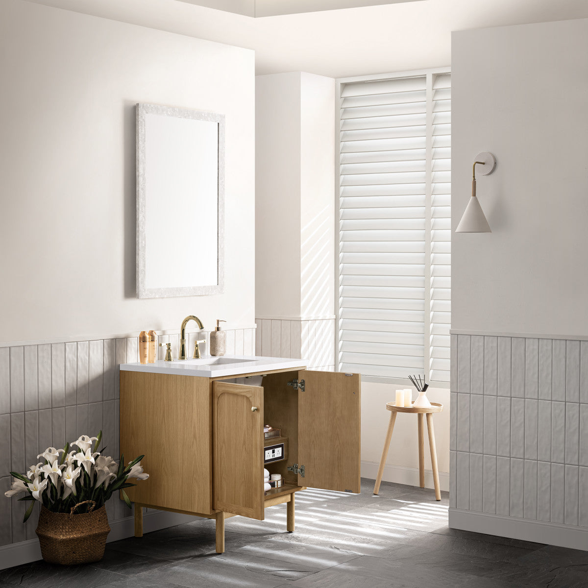 Laurent 30" Single Vanity Cabinet, Light Natural Oak