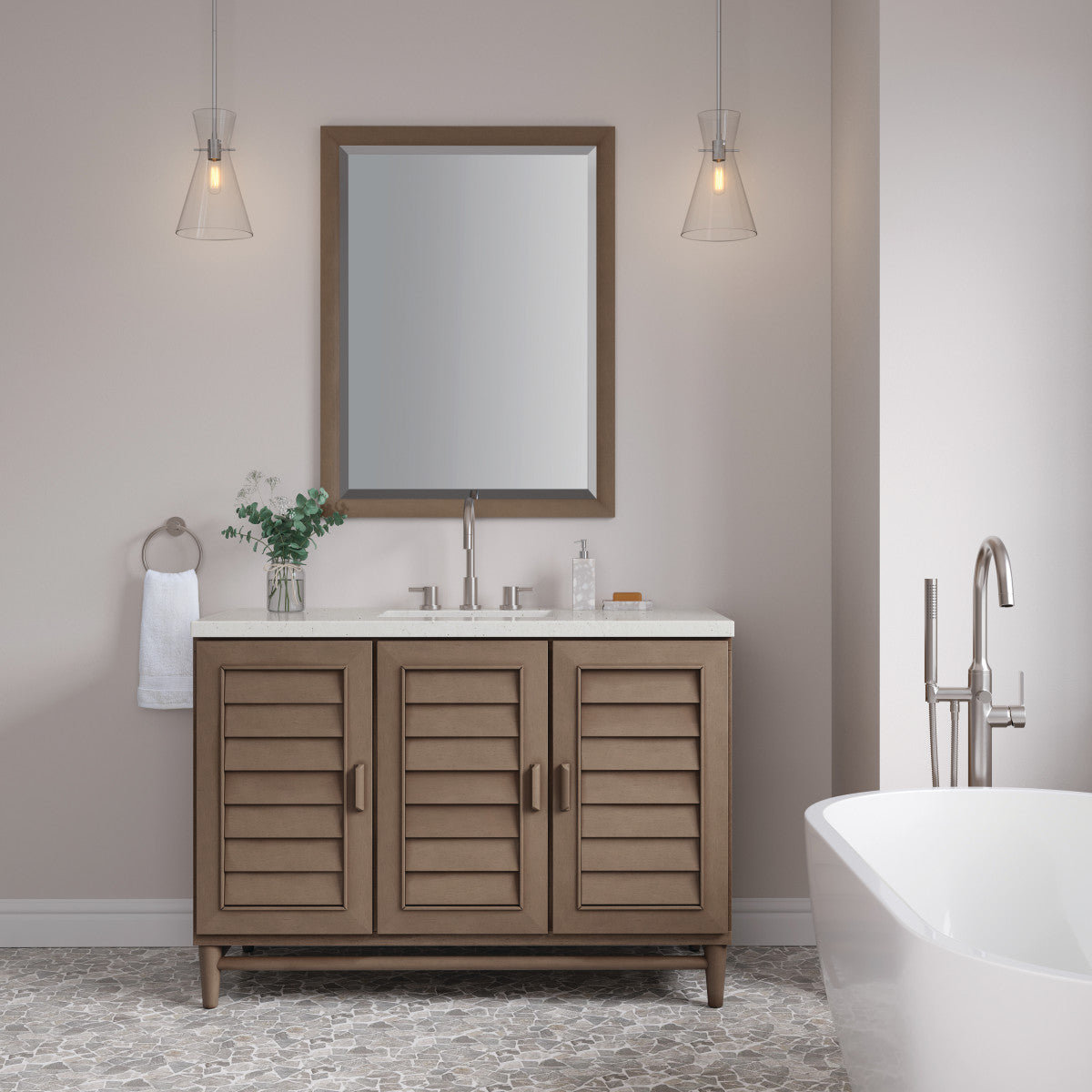 Portland 48" Single Vanity Cabinet, Whitewashed Walnut