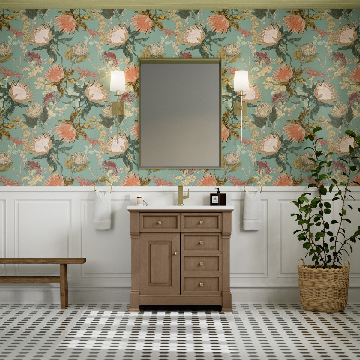 James Martin 547-V36 Brookfield 36” Single Vanity – Black Onyx / Honey Oak / Pearl Charcoal