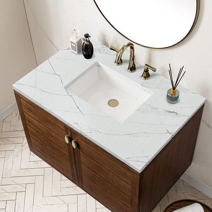 Amberly 36" Single Vanity Cabinet, Mid-Century Walnut