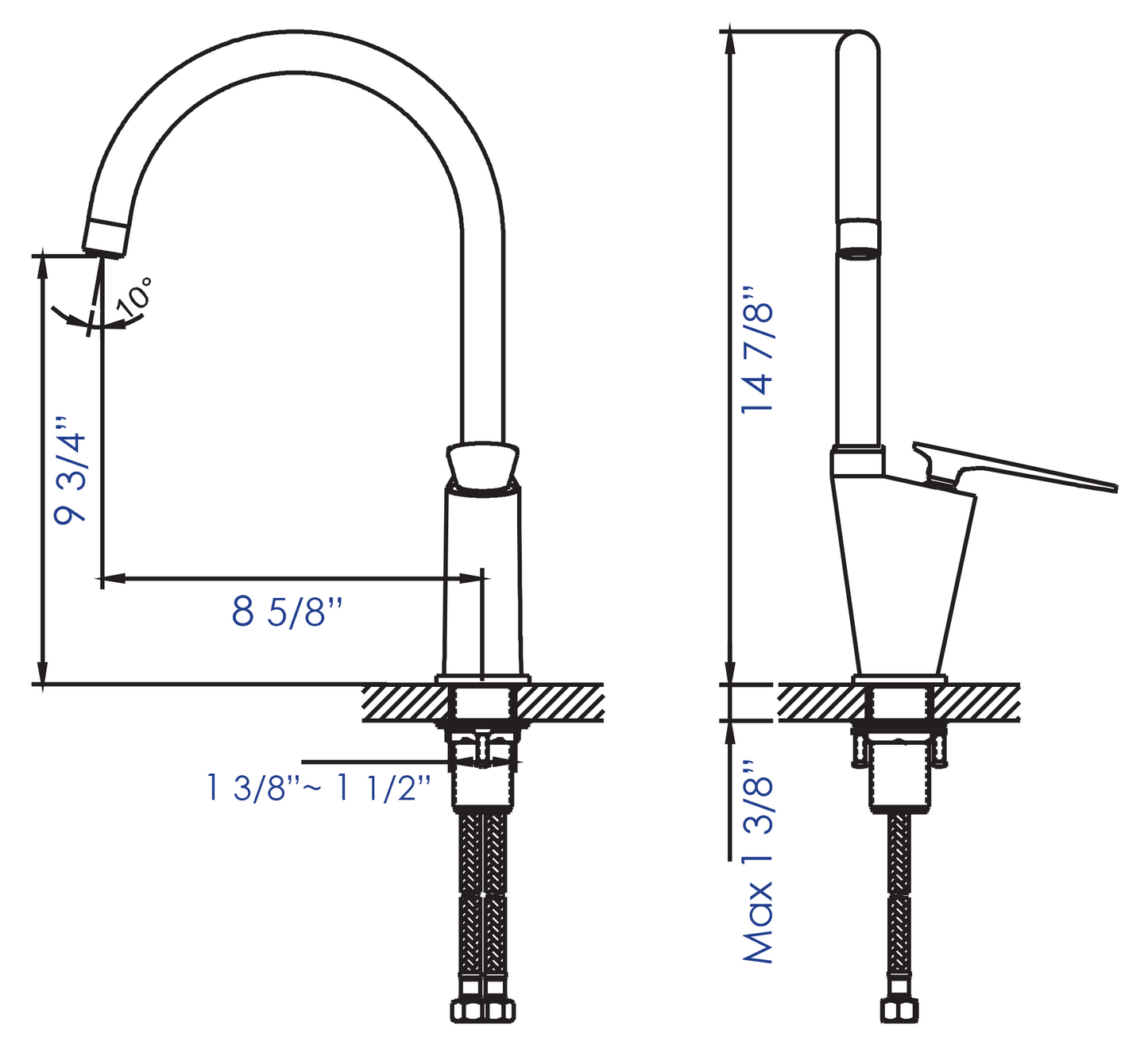 ALFI brand AB3600 Gooseneck Single Hole Bathroom Faucet