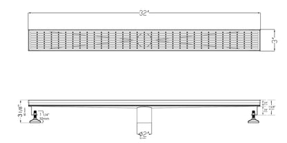 ALFI brand  ABLD32D 32" Modern Stainless Steel Linear Shower Drain with Groove Lines