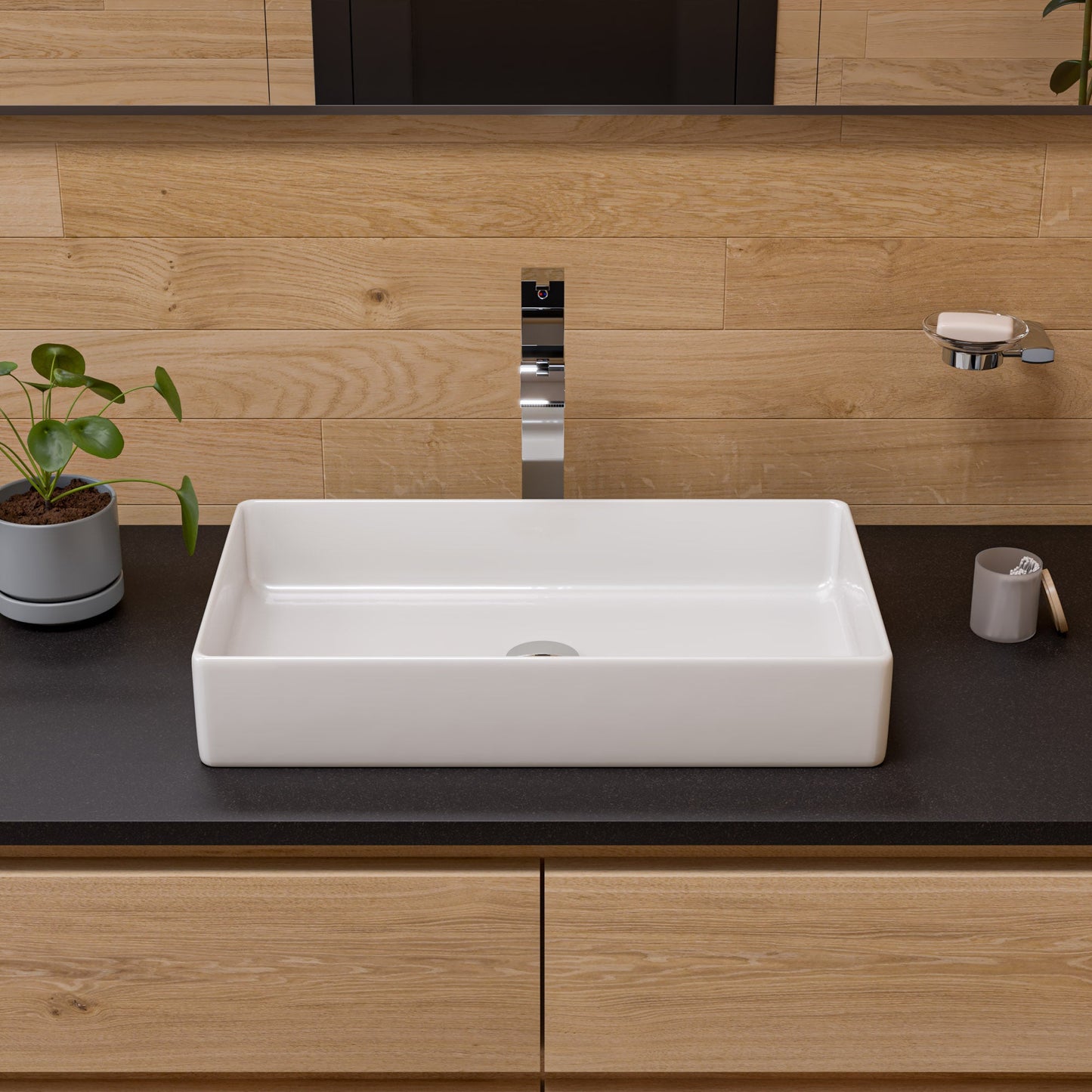 ALFI brand ABC902 24" Modern Rectangular Above Mount Ceramic Sink