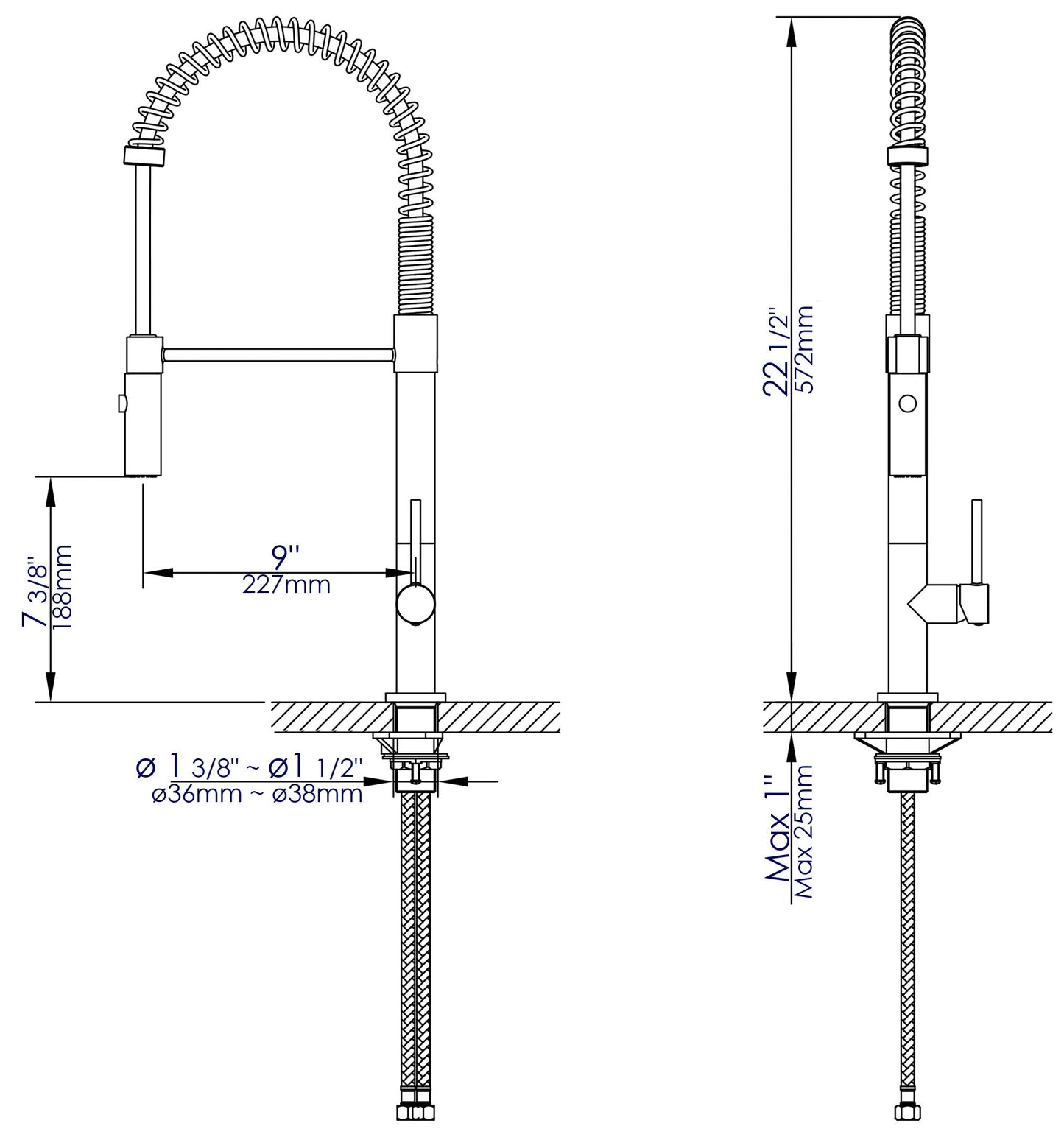 ALFI brand ABKF3732 Commercial Spring Kitchen Faucet
