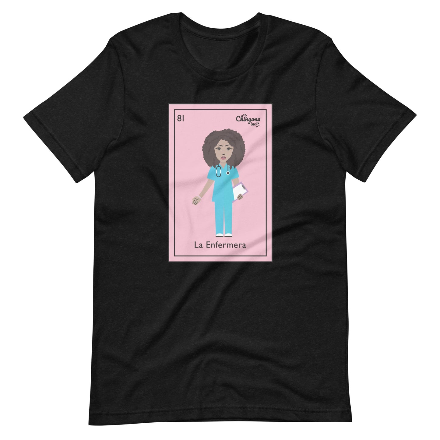 La Enfermera Curly Hair Loteria Card T-Shirt