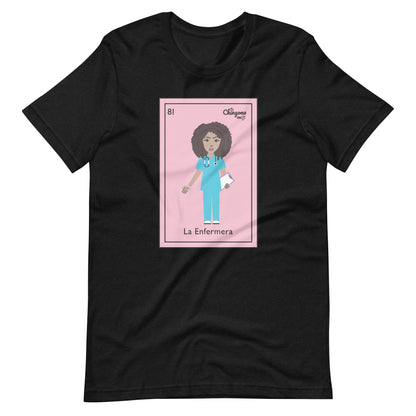 La Enfermera Curly Hair Loteria Card T-Shirt