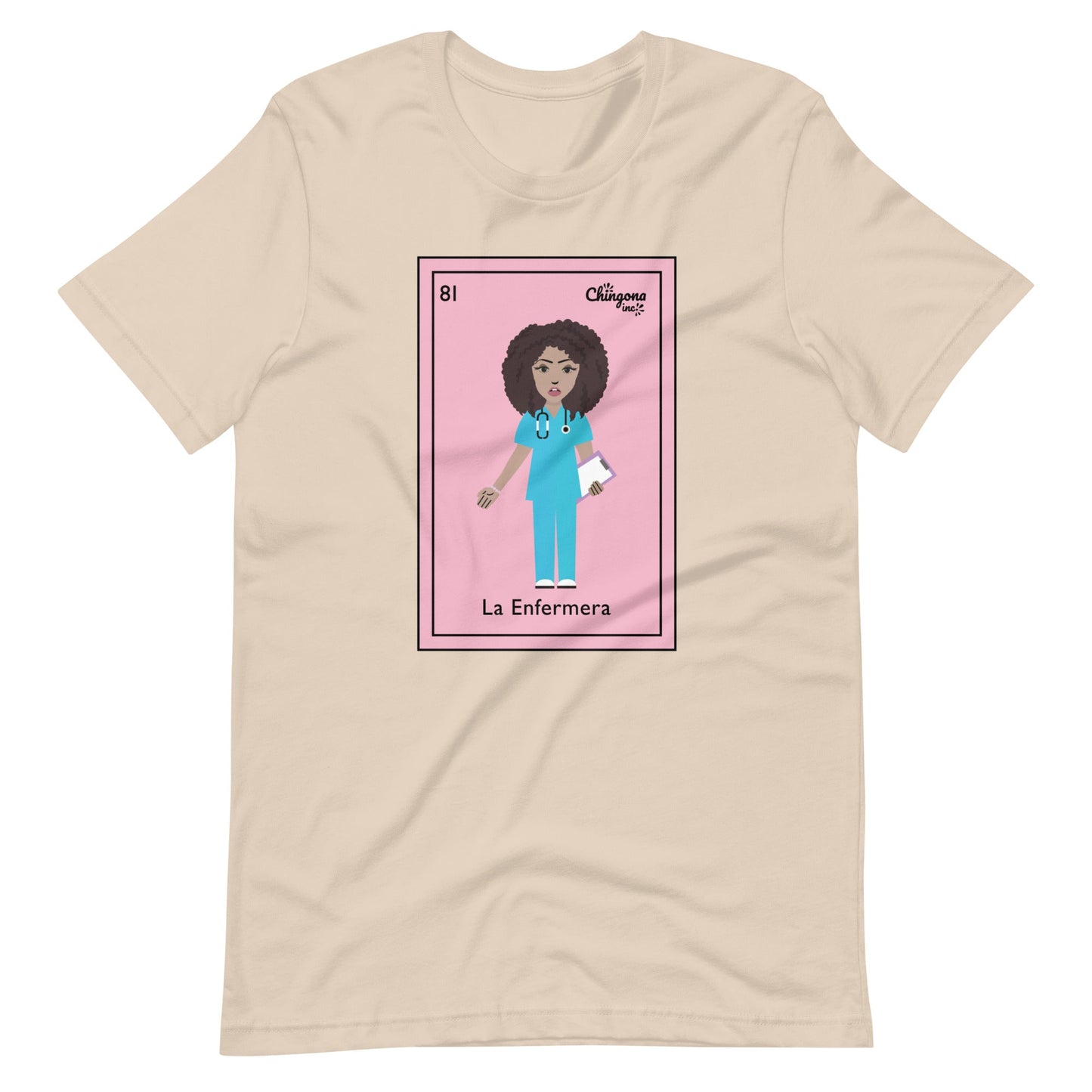 La Enfermera Curly Hair Loteria Card T-Shirt