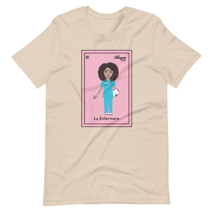 La Enfermera Curly Hair Loteria Card T-Shirt