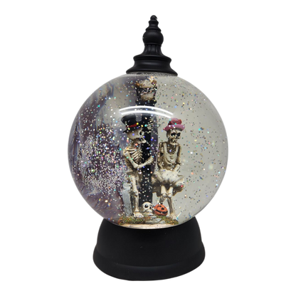 Spooky Love Skeleton Lighted Snow Globe