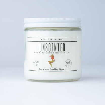 Unscented Tallow & Beeswax Candle