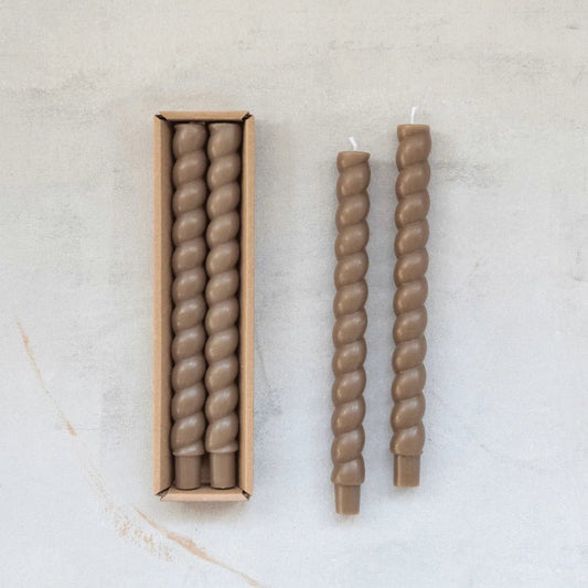 Unscented Tapered Twist Candles, Set of 2 (3 Color Options)