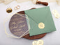 Sage Green Acrylic Wedding Invitations with Gold Foil Printing