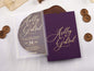 Gold Foil Printed Acrylic Wedding Invitation | Purple Envelope