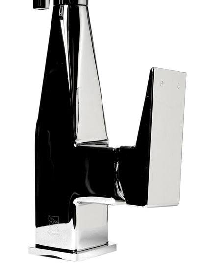 ALFI brand ABKF3023 Square Kitchen Faucet with Black Rubber Stem
