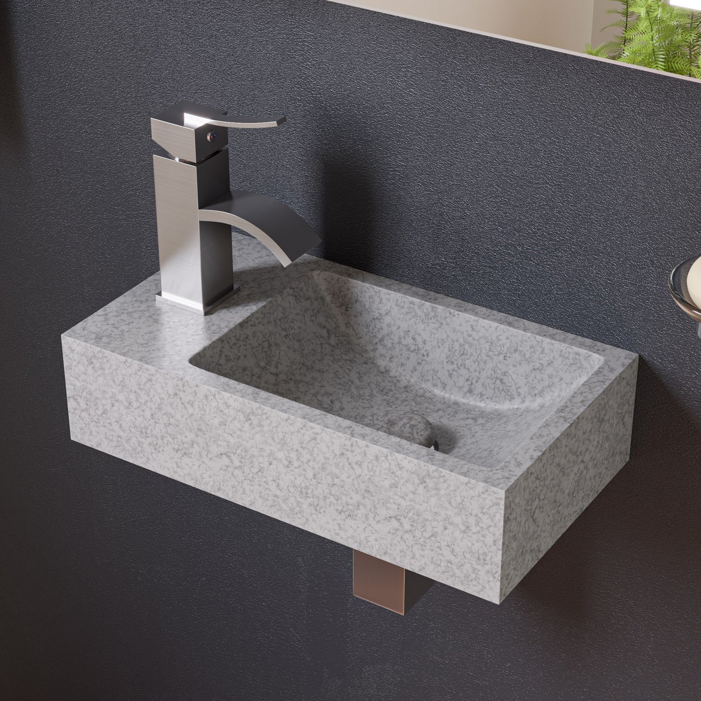 ALFI brand  ABCO108 16" Small Rectangular Solid Concrete Gray Matte Wall Mounted Bathroom Sink