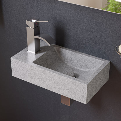 ALFI brand  ABCO108 16" Small Rectangular Solid Concrete Gray Matte Wall Mounted Bathroom Sink