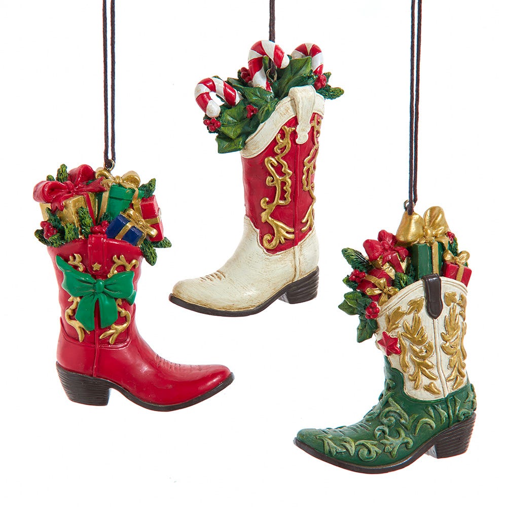 Festive Cowboy Boot Ornament -