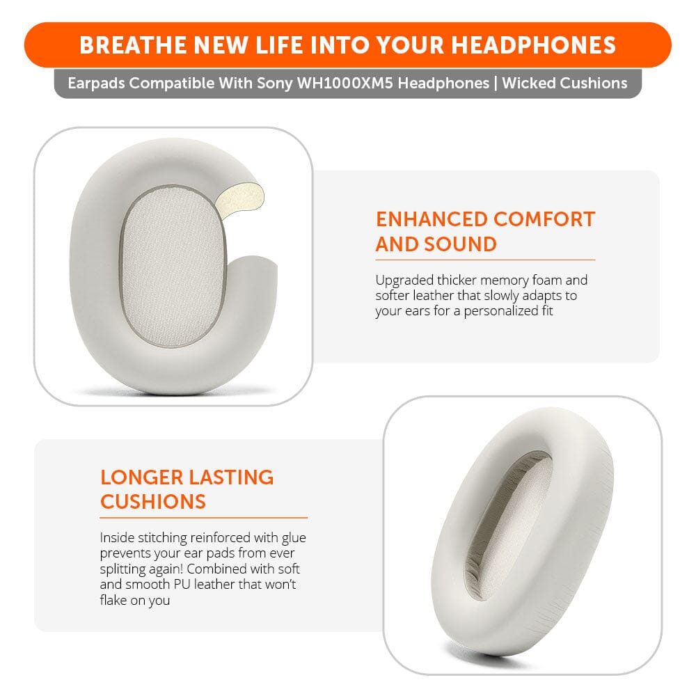 Upgraded Sony XM5 Replacement Ear Pads