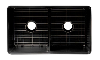 ALFI brand ABFS3320D Workstation 33" x 20" Double Bowl Step Rim Fireclay Farm Sink with Accessories