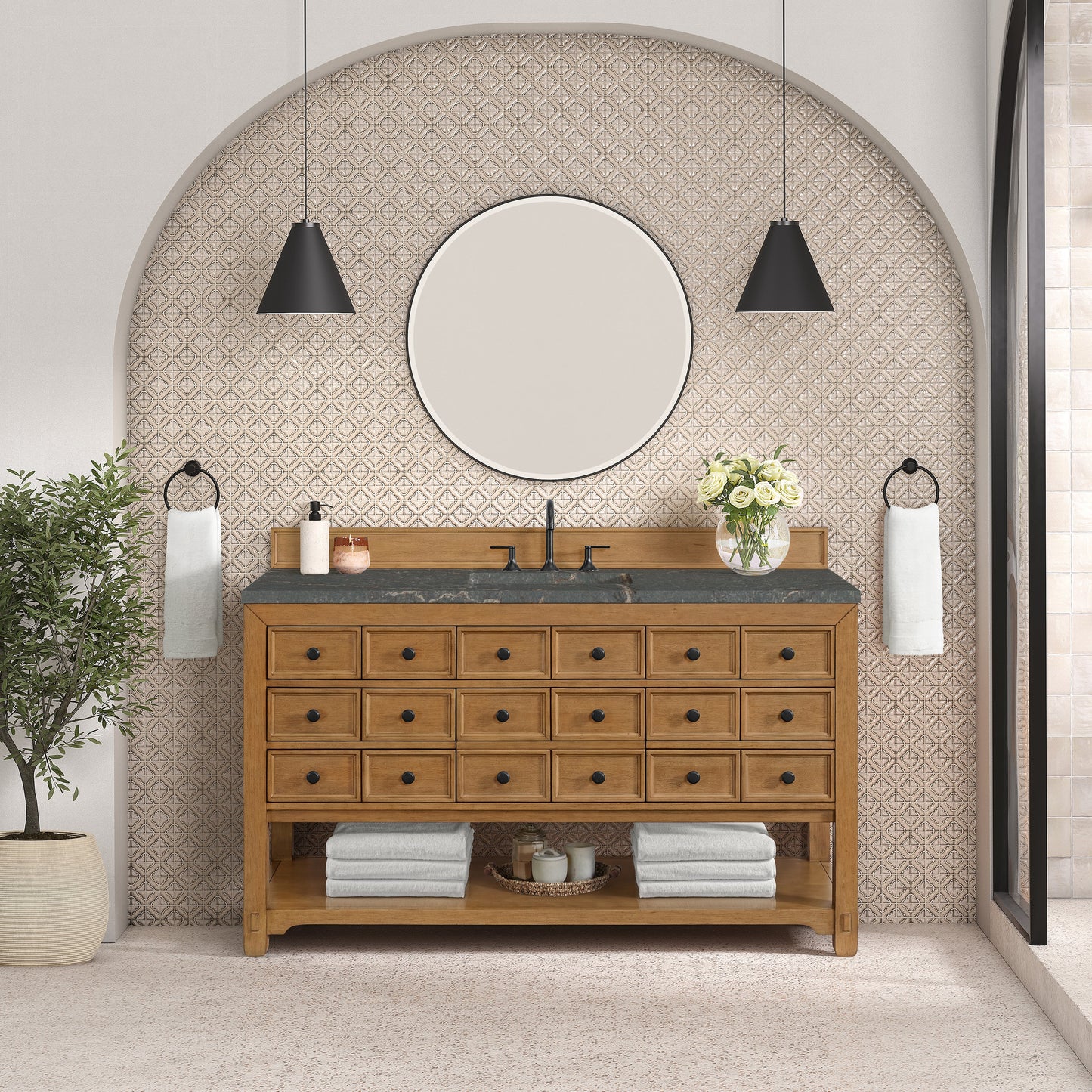 Malibu 60" Single Vanity Cabinet, Amber Birch