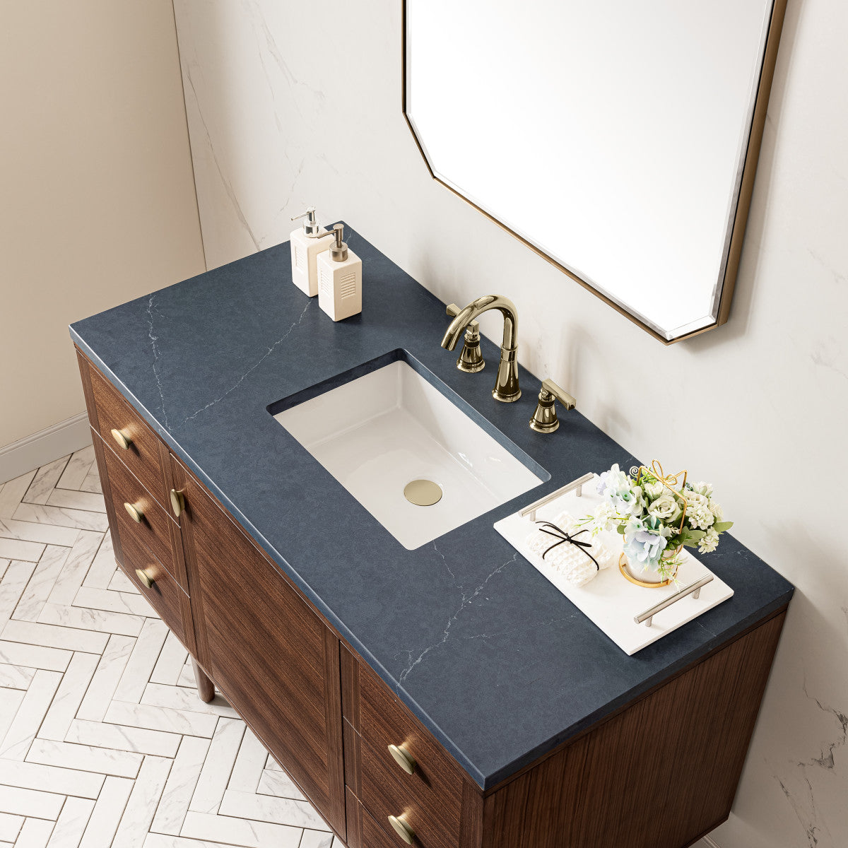 Amberly 48" Single Vanity Cabinet, Mid-Century Walnut
