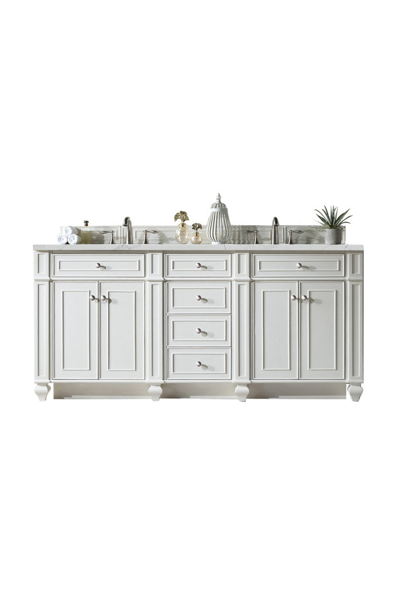 Bristol 72" Double Vanity Cabinet, Bright White