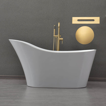 WOODBRIDGE 59" Acrylic Freestanding Bathtub Contemporary Soaking Tub