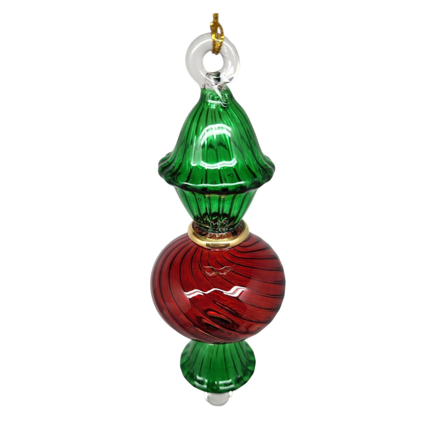 Egyptian Glass Two Tone Scalloped Ball Ornament