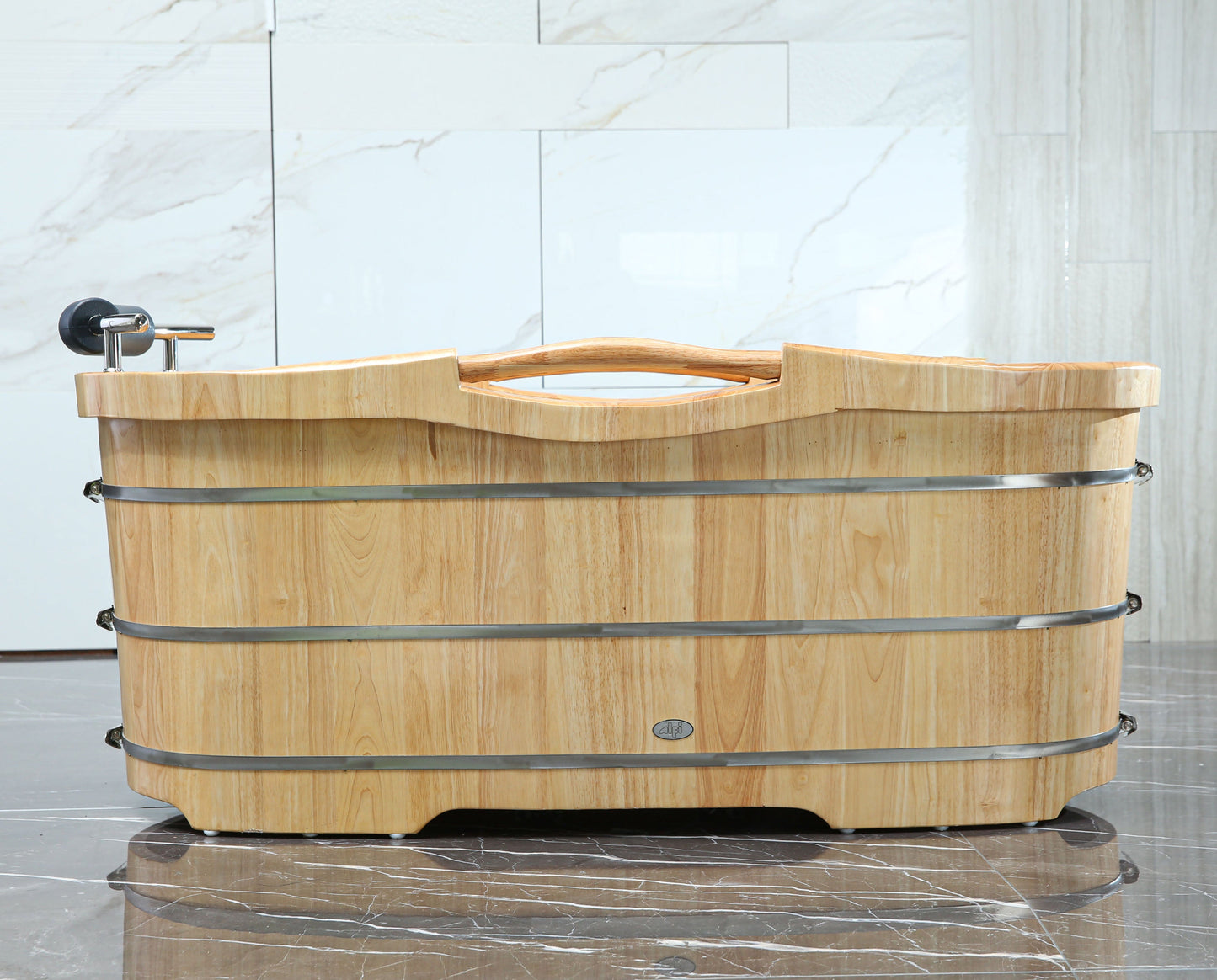 ALFI brand  AB1163 61" Free Standing Wooden Bathtub with Cushion Headrest
