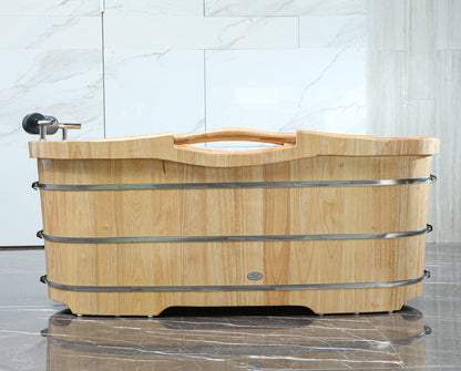 ALFI brand  AB1163 61" Free Standing Wooden Bathtub with Cushion Headrest