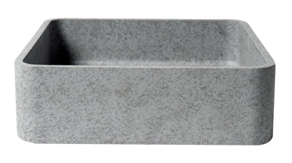 ALFI brand  16" Solid Concrete Chiseled Style Square Above Mount Vessel Sink