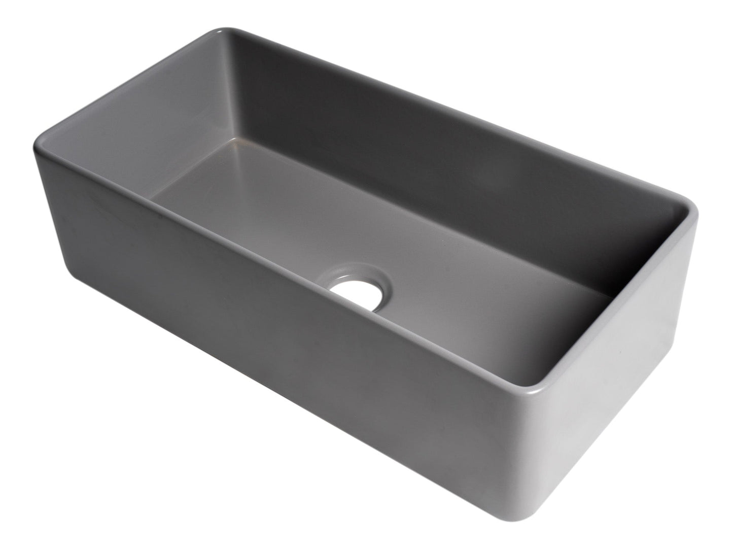 ALFI brand ABF3618 Smooth Apron 36" x 18" Single Bowl Fireclay Farm Sink