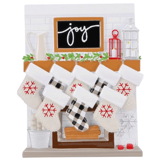 Fireplace Mantle Family of 8 Ornament